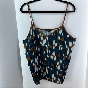 Ann Taylor Sleep PJ Tank Top, Women's Large, Blue, White, Black, & Brown/Gold